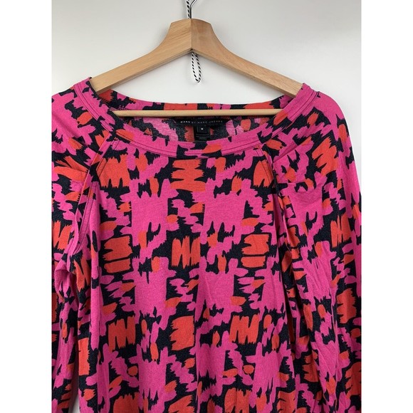 Marc By Marc Jacob GEO Print All Over Long Sleeves Pink Blouse Top Size Medium - Picture 3 of 9